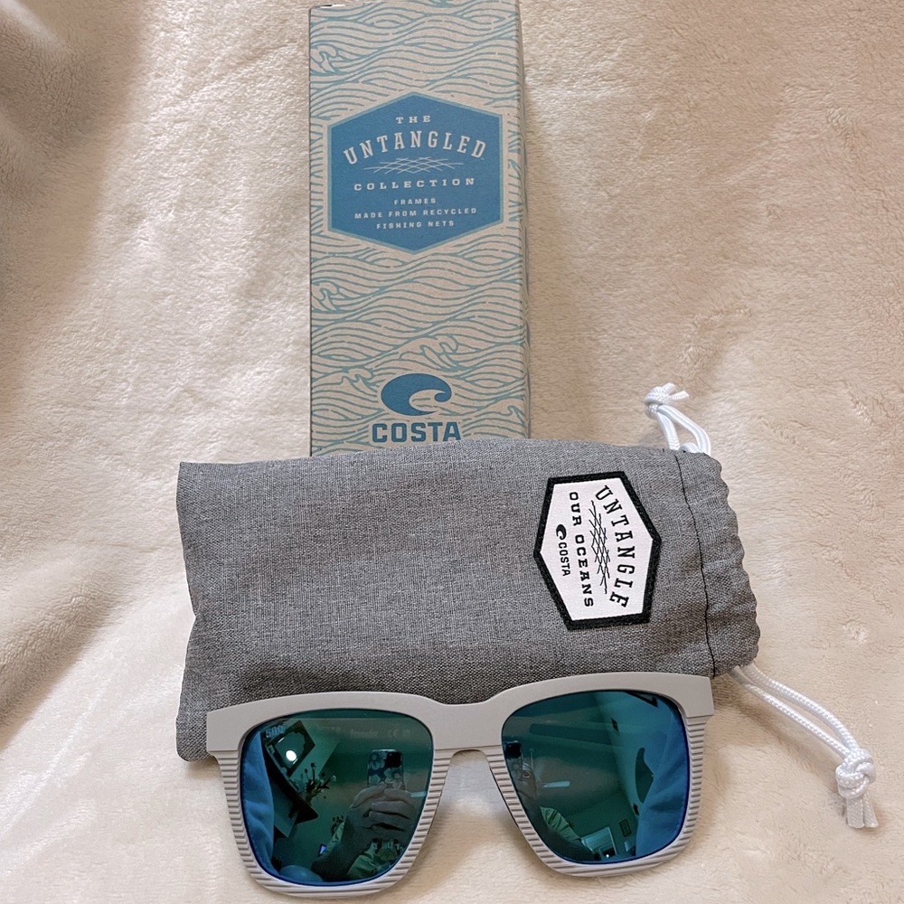 Costa Del Mar Pescador Glass Blue Mirrored Sunglasses